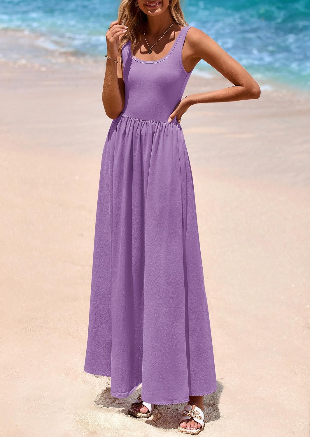 Scoop Neck Sleeveless Maxi Dress image 3